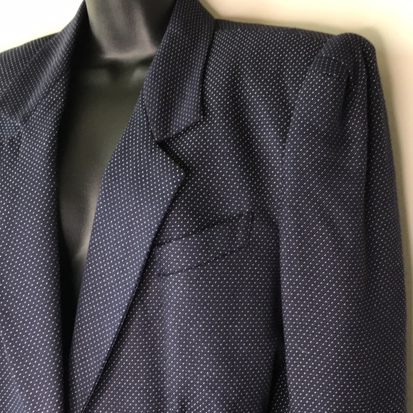 Vintage Polka Dot Peplum Blazer with Shoulder Pads - Picture 11 of 16